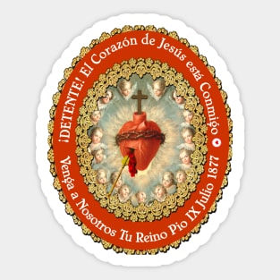 Detente Spanish Sagrado Corazon Sacred Heart of Jesus Catholic Prayer WHT Sticker